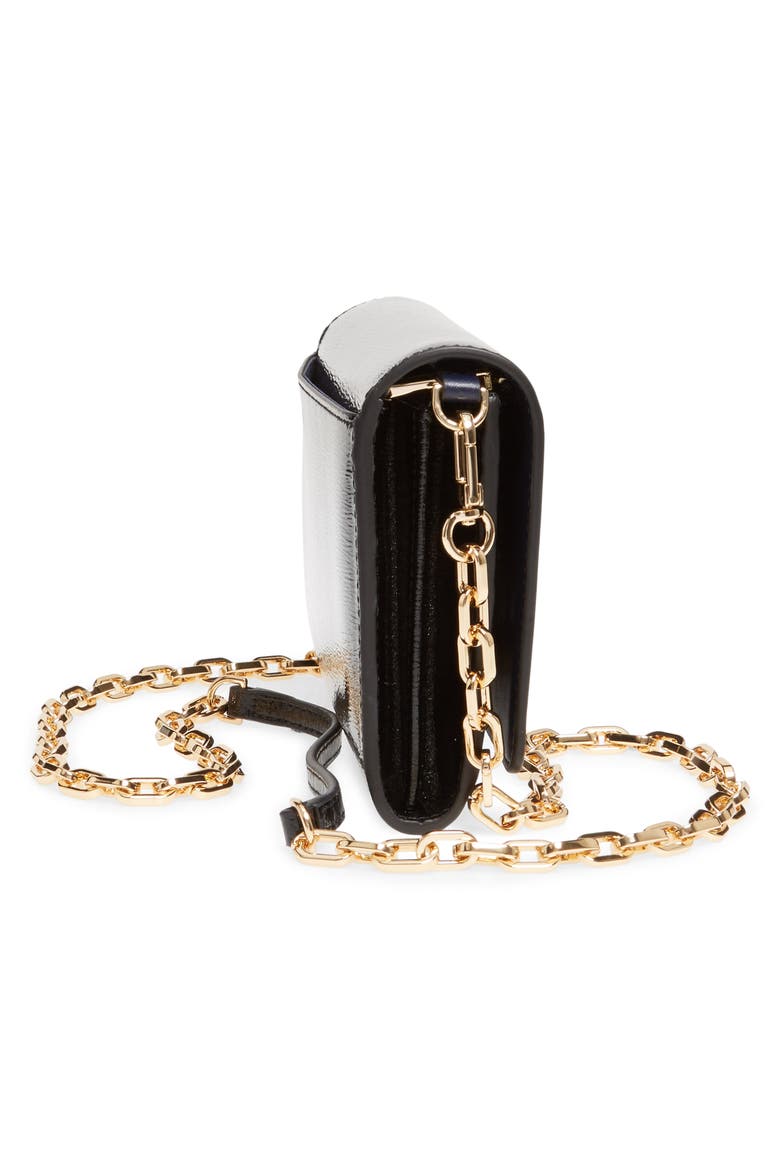 Robinson Patent Leather Wallet on a Chain, Alternate, color, BLACK