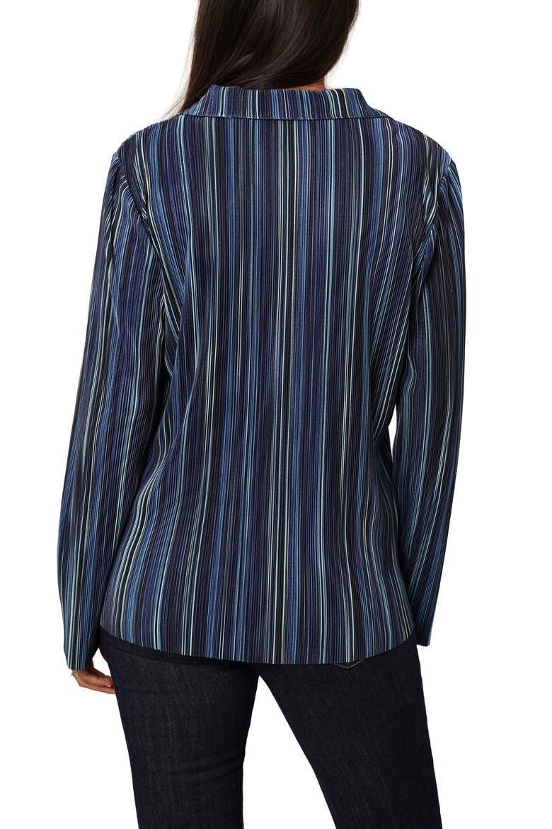 Plissé Button-Up Shirt, Alternate, color, TEAL COMBO