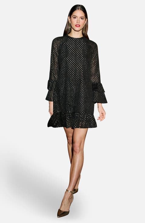Foil Print Flared Sleeve Tunic
