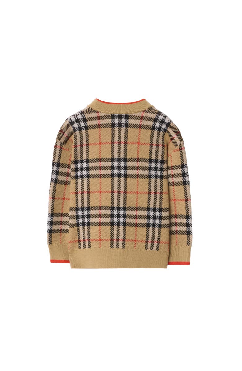 Burberry Check Wool Cardigan, Alternate, color, Sand Beige