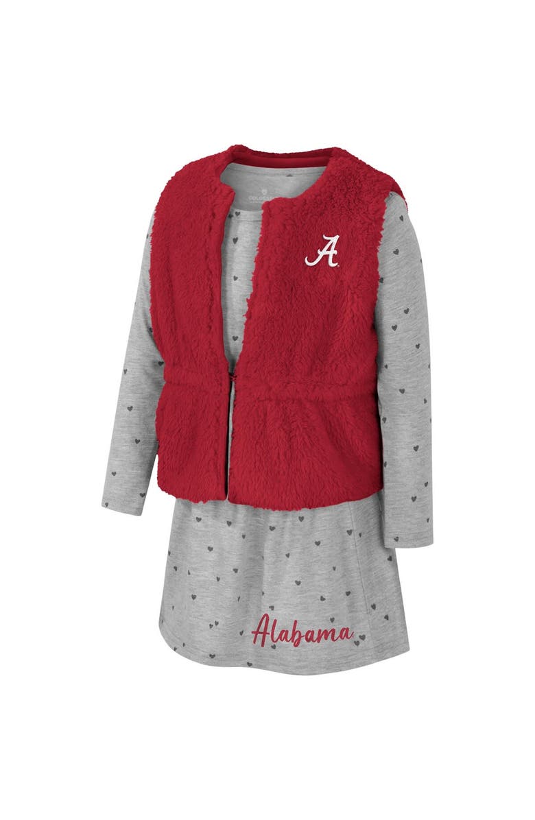 COLOSSEUM Girls Toddler Colosseum Crimson Alabama Crimson Tide Meowing Vest & Dress Set, Alternate, color, Crimson