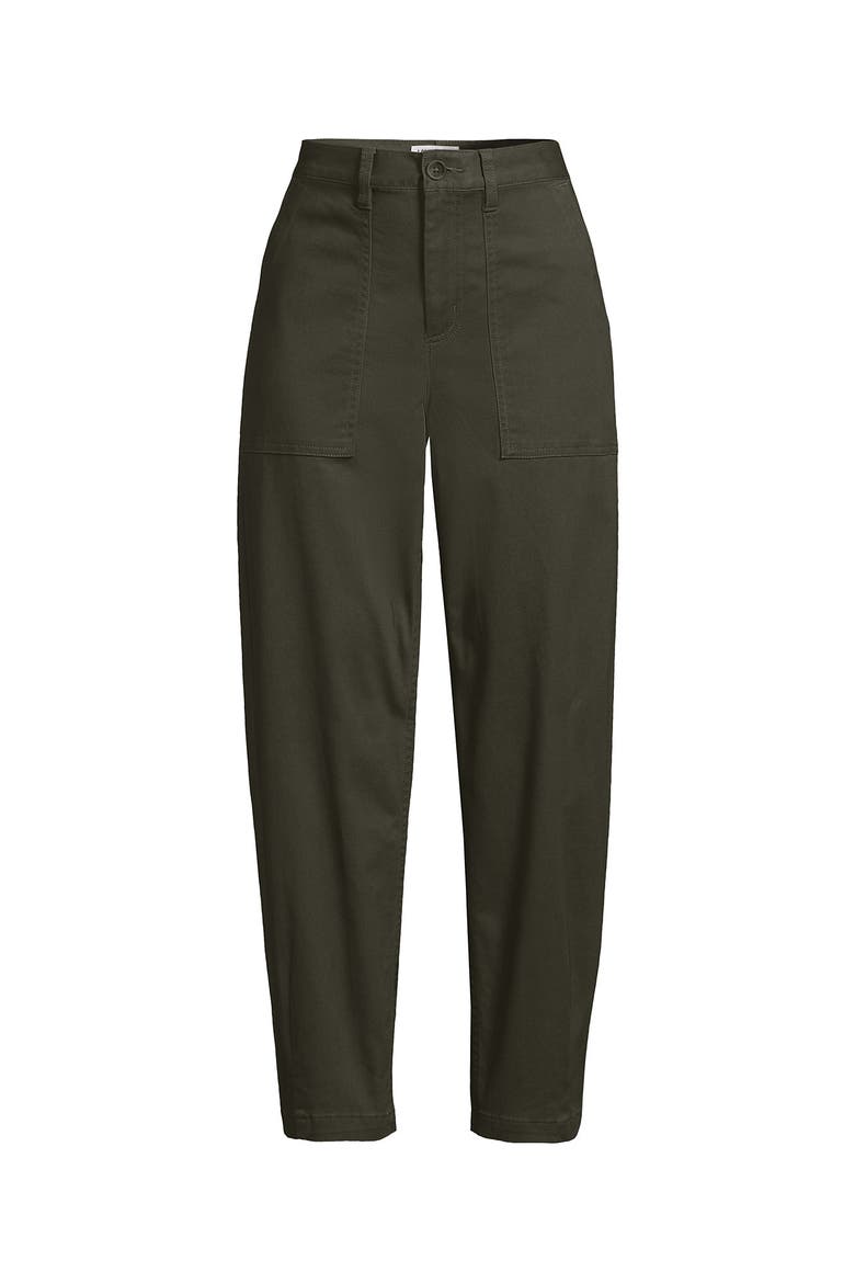 Plus Size Chino High Rise Barrel Leg Utility Ankle Pants, Alternate, color, Forest Moss