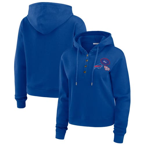 Wear By Erin Andrews Royal Buffalo Bills Waffle Hoodie Pullover Top In Royal