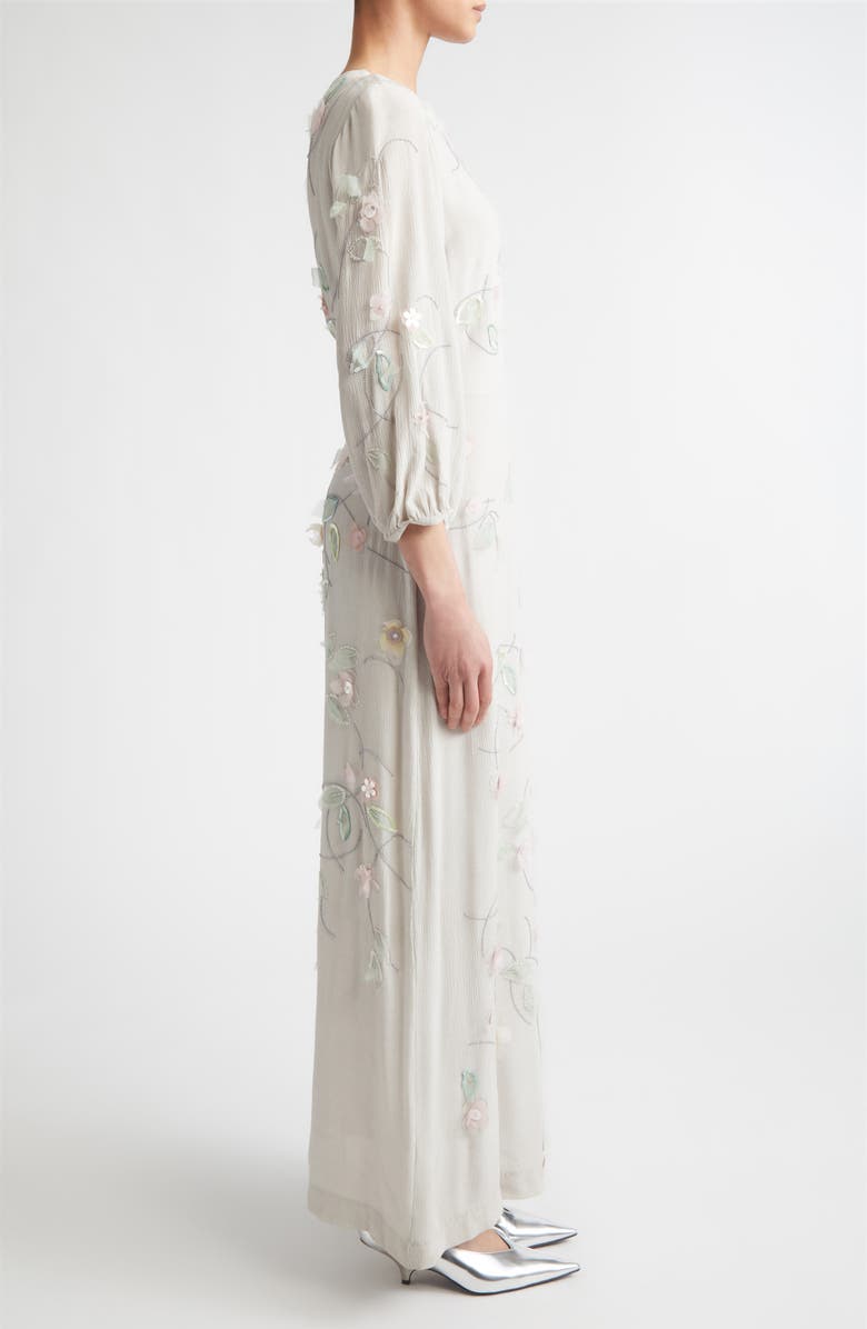 BERNADETTE Berna Embroidered Crinkle Maxi Dress, Alternate, color, Clematis Embroidery On Pearl