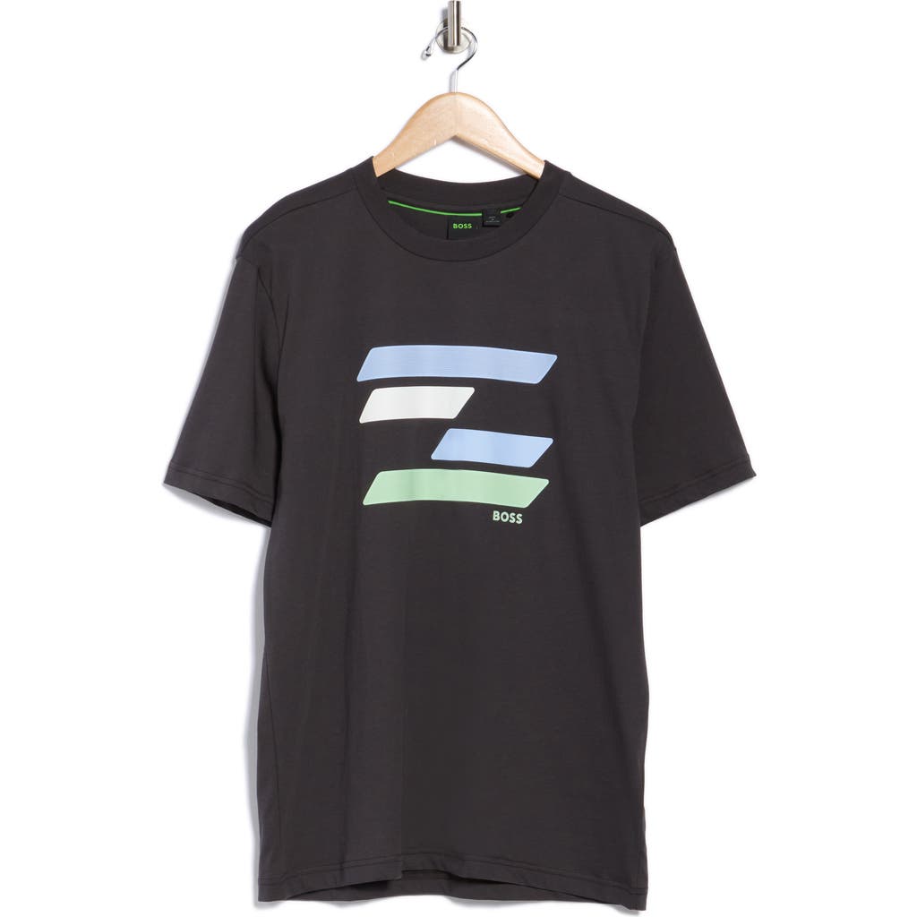 Hugo Boss Boss Logo Cotton Graphic T-shirt In Gray