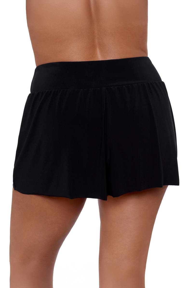 Aqua Green Beach Short High Waist Swimsuit Bottom, Alternate, color, Black