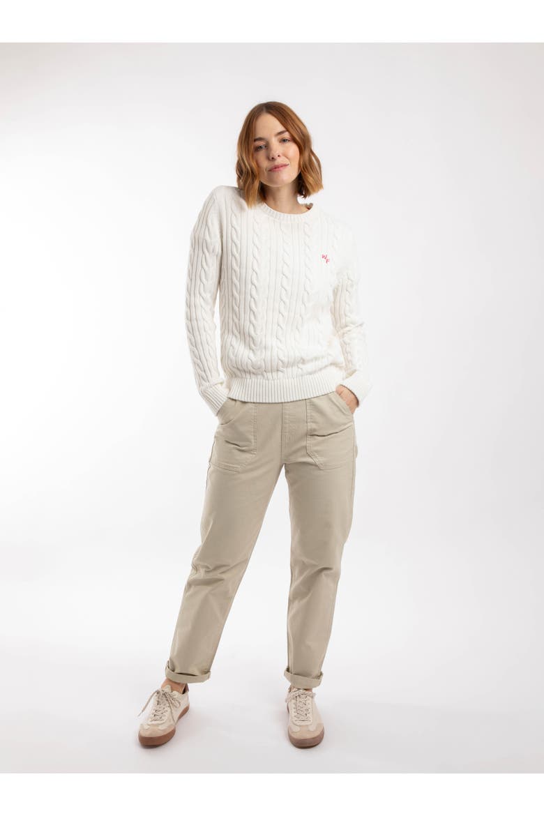 Amberise Crew Neck Cable Knit Jumper, Alternate, color, Light Cream
