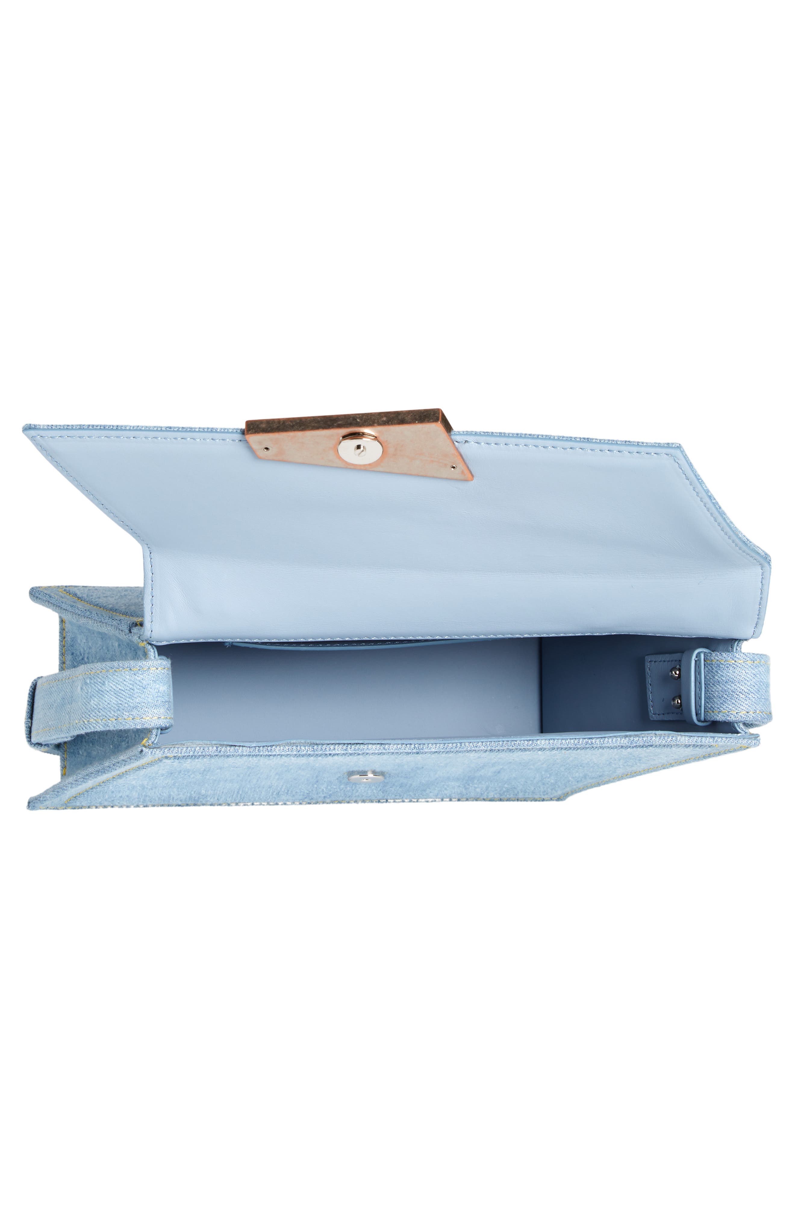 Acne Studios Mini Distortion Destroyed Denim Shoulder Bag, Alternate, color, 