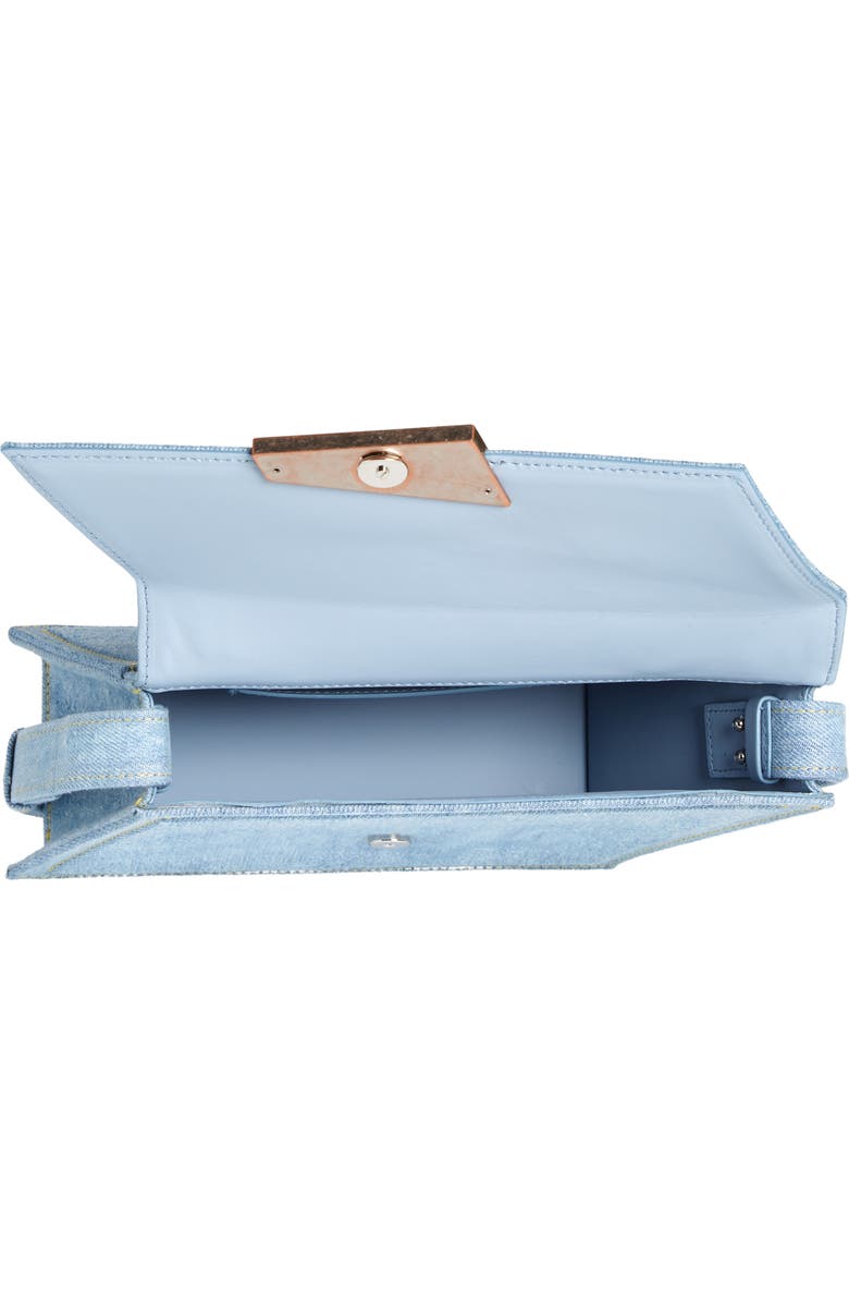 Acne Studios Mini Distortion Destroyed Denim Shoulder Bag, Alternate, color,