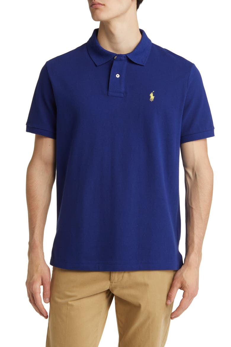 Cotton Piqué Polo, Main, color, FALL ROYAL