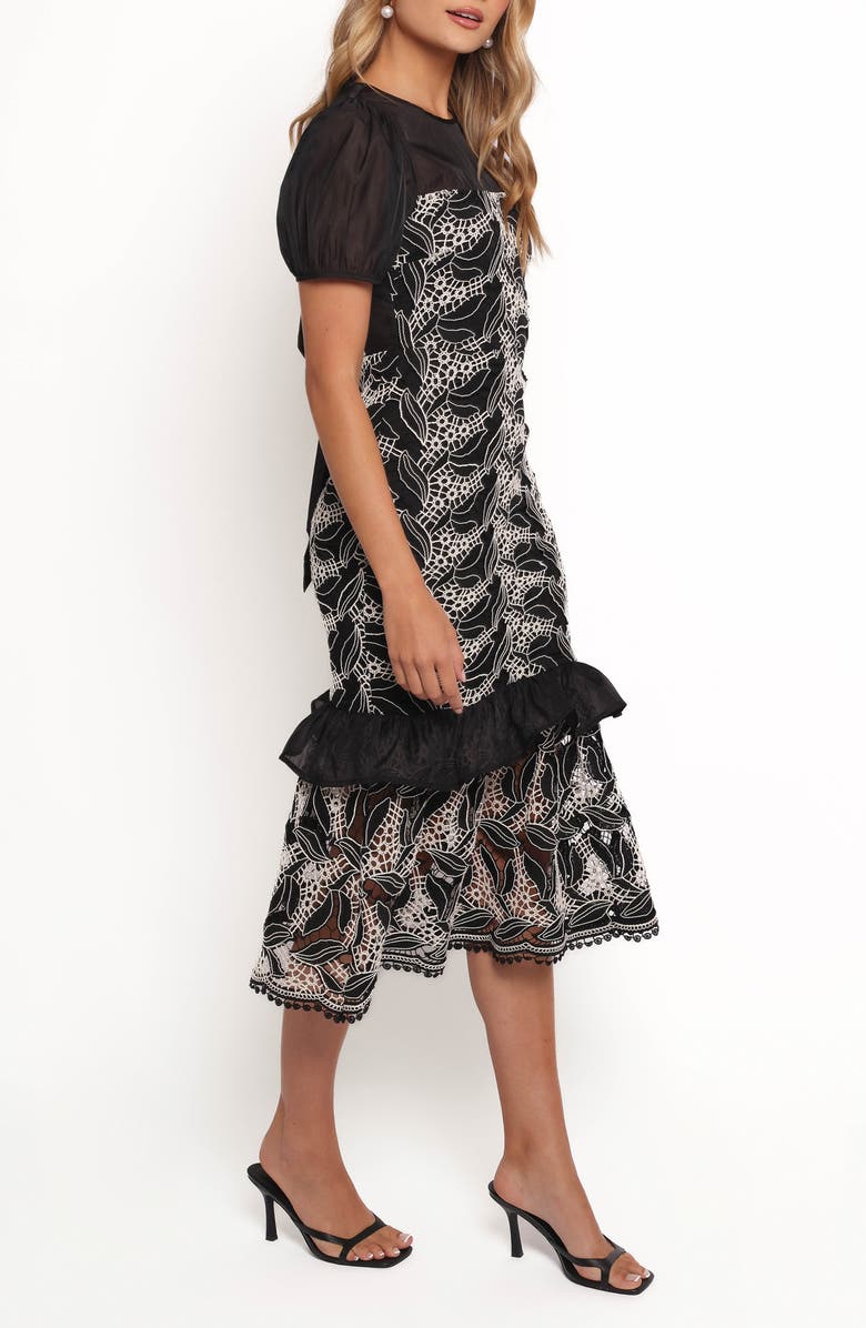 Petal & Pup Peyton Puff Sleeve Midi Dress, Alternate, color, Black