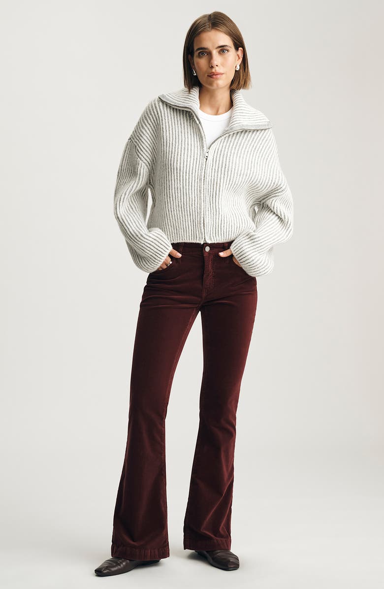 Mavi Jeans Sydney Mid Rise Flare Velvet Pants, Alternate, color, Burgundy Velvet