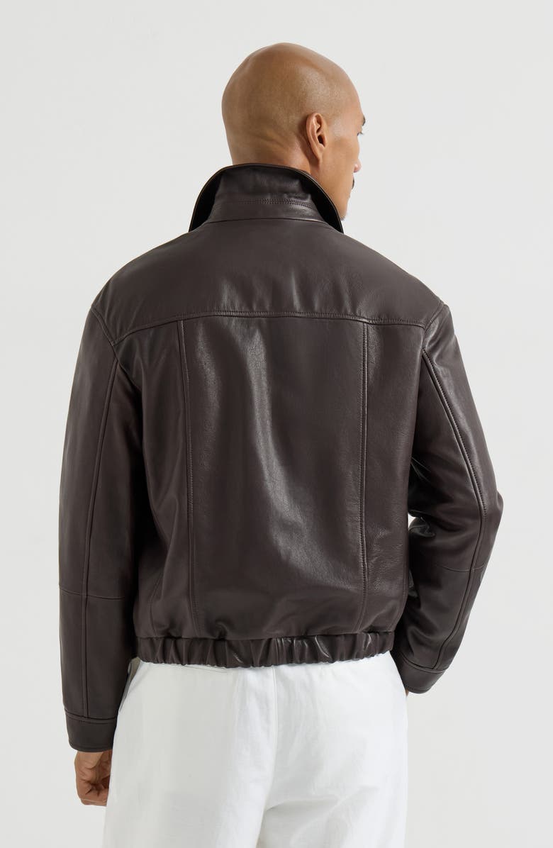 Brunello Cucinelli Nappa leather jacket, Alternate, color, Chocolate