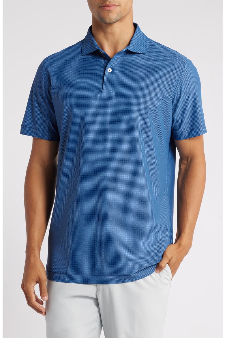Checkers Microprint Performance Knit Polo, Main, color, NAVY
