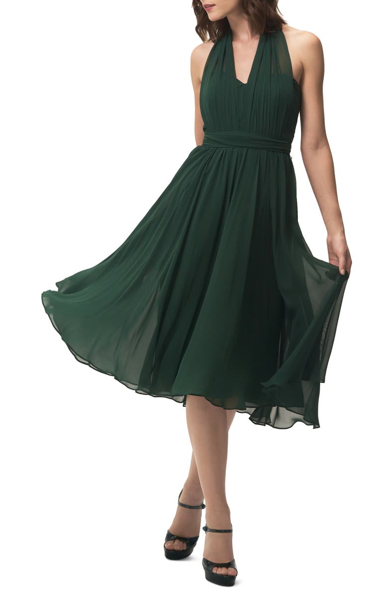 Jenny Yoo Emmie Convertible Chiffon Tea-Length Dress, Alternate, color, 