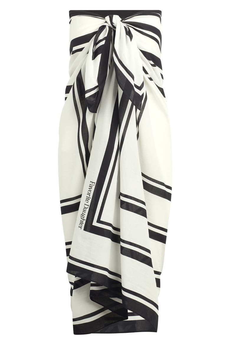 The Geo Print Pareo Cotton Scarf, Main, color, BLACK/ WHITE