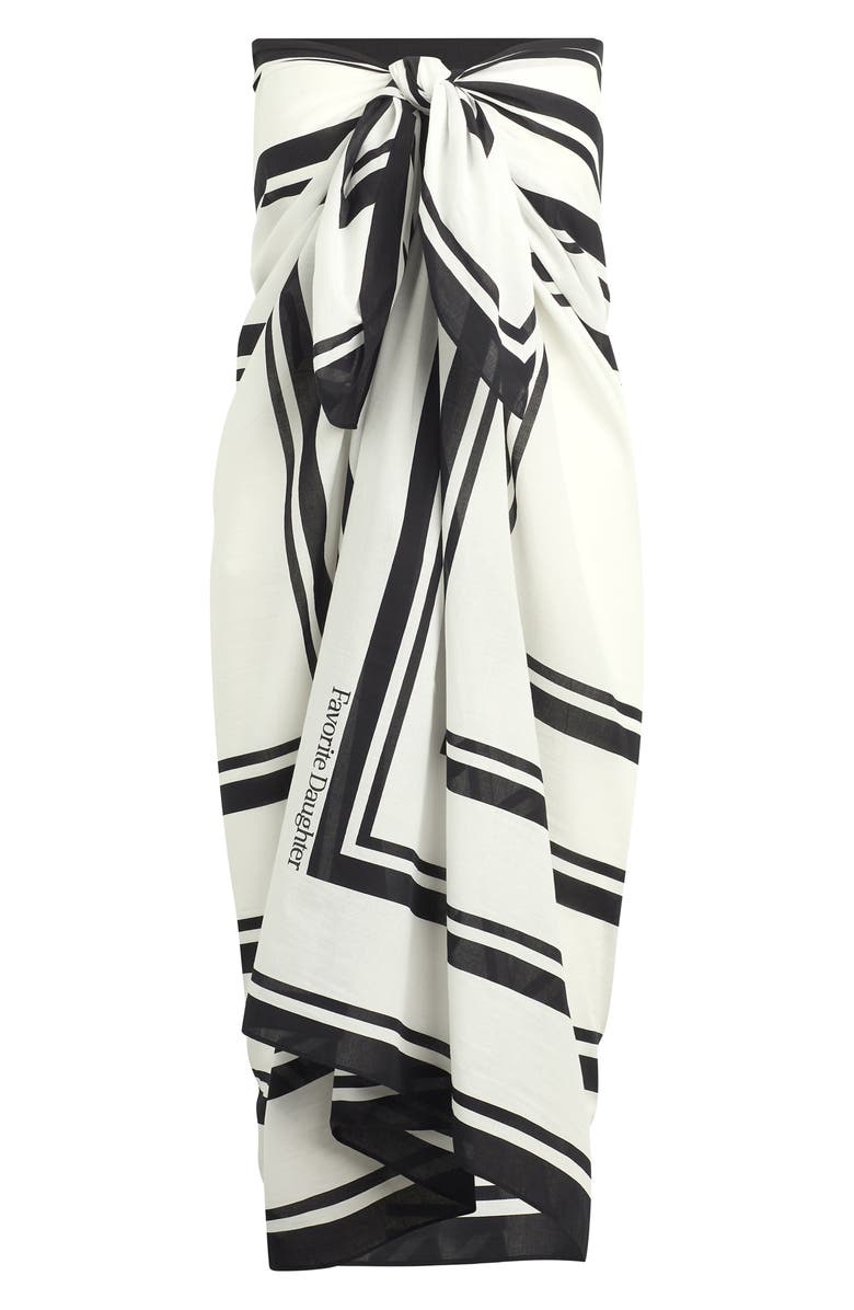 Favorite Daughter The Geo Print Pareo Cotton Scarf, Main, color, Black/ White