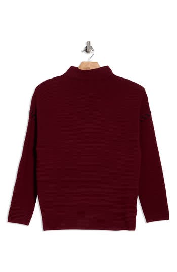 T Tahari Ottoman Funnel Neck Pullover Sweater In Gold