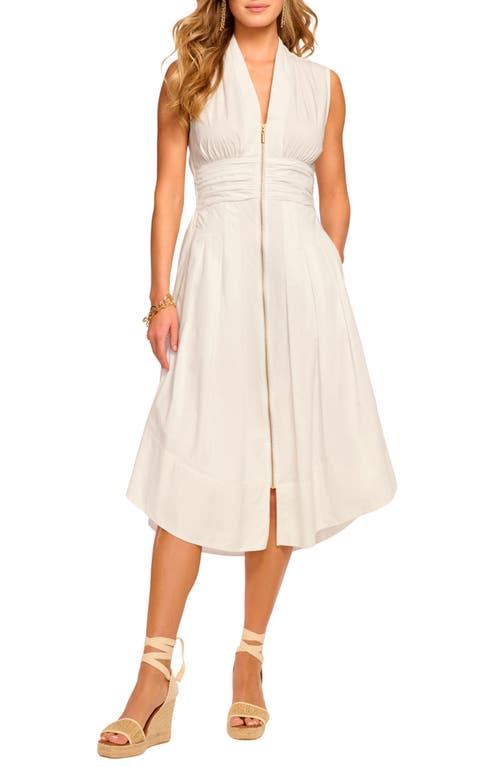 Ramy Brook Meg Sleeveless Cotton Poplin Midi Dress In White