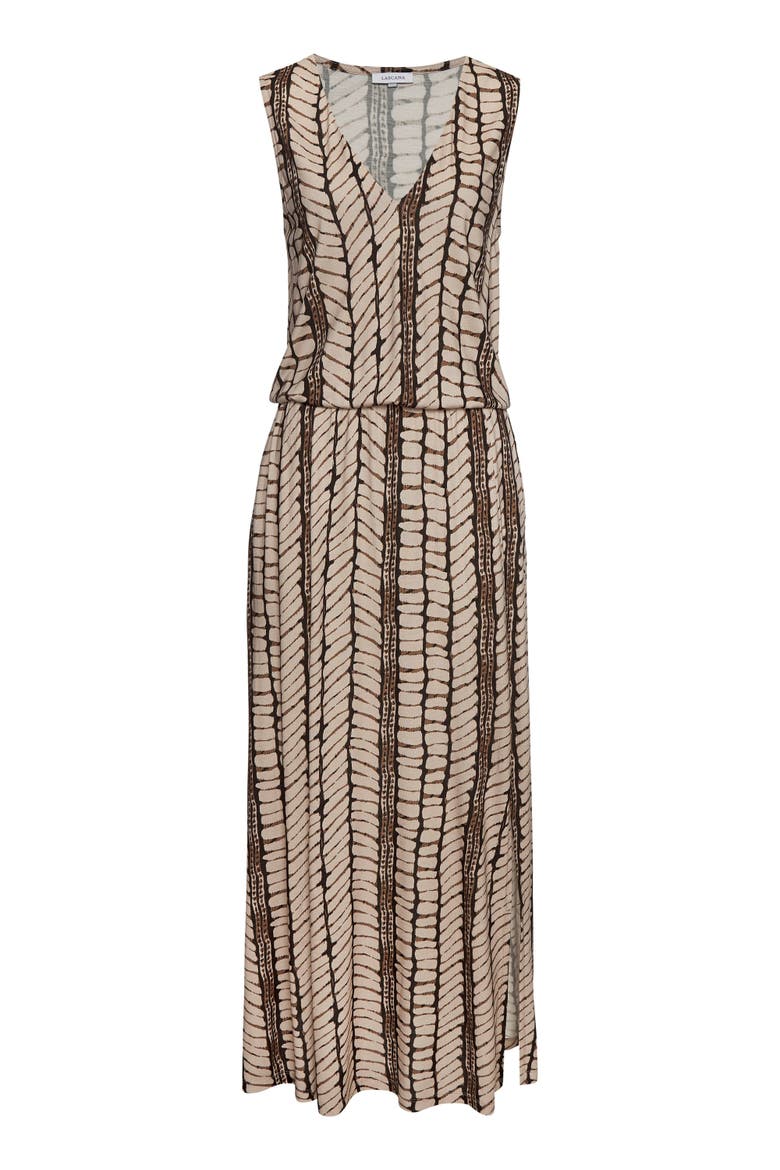 Sleeveless V-Neck Maxi Dress, Alternate, color, Beige & Brown