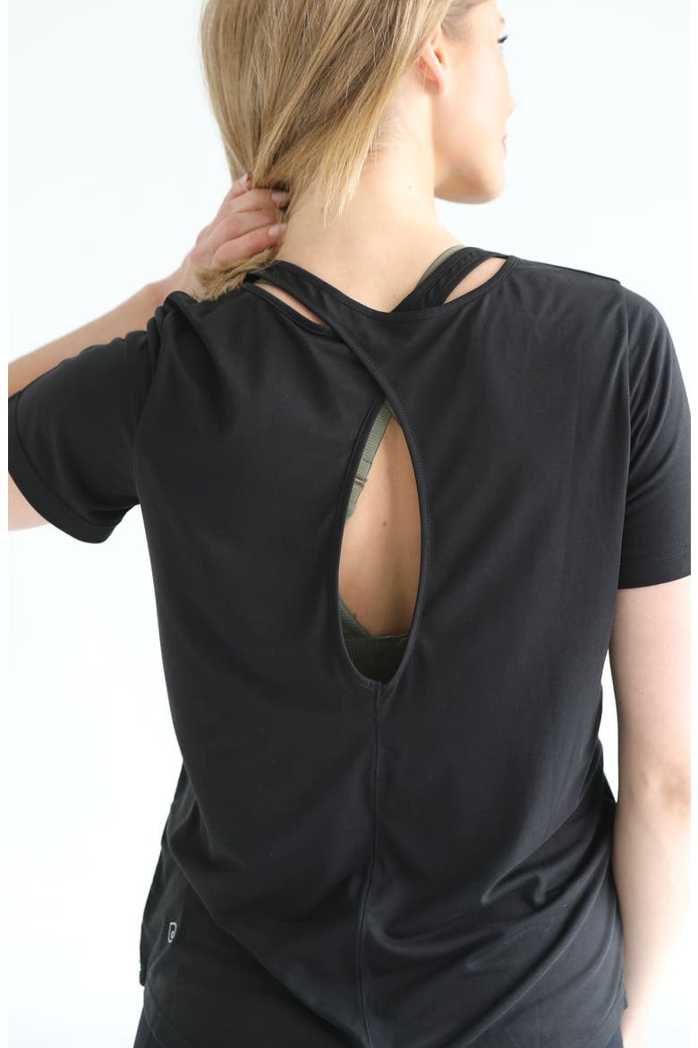Harper Cross Back Short Sleeve Nursing Tee, Alternate, color, Noir