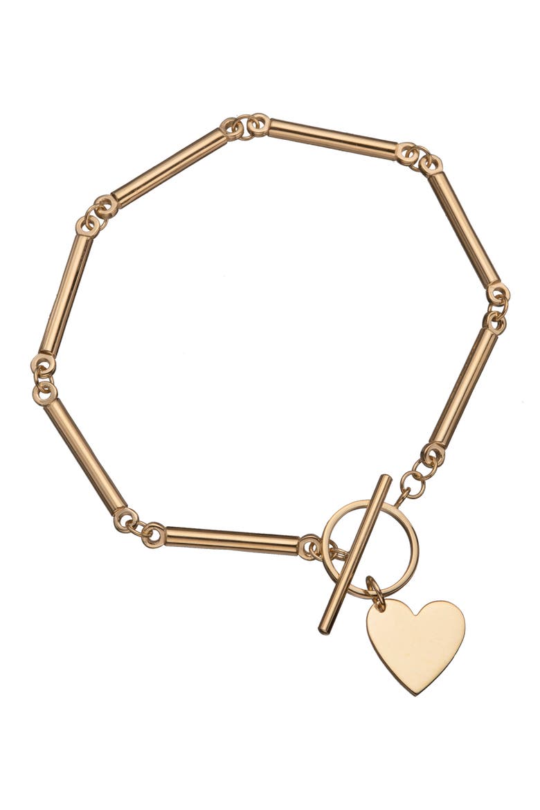 Melody Heart Pendant Bracelet, Main, color, 14K YELLOW GOLD PLATED SILVER