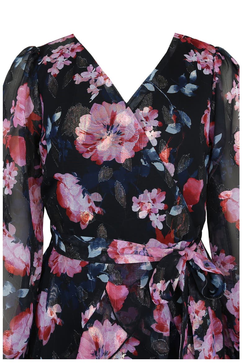 Kids' Rose Metallic Long Sleeve Party Dress, Alternate, color, BLACK MULTI