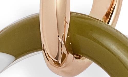 Tory Burch Wave Statement Hoop Drop Earrings In Silver/brass/green Swirl