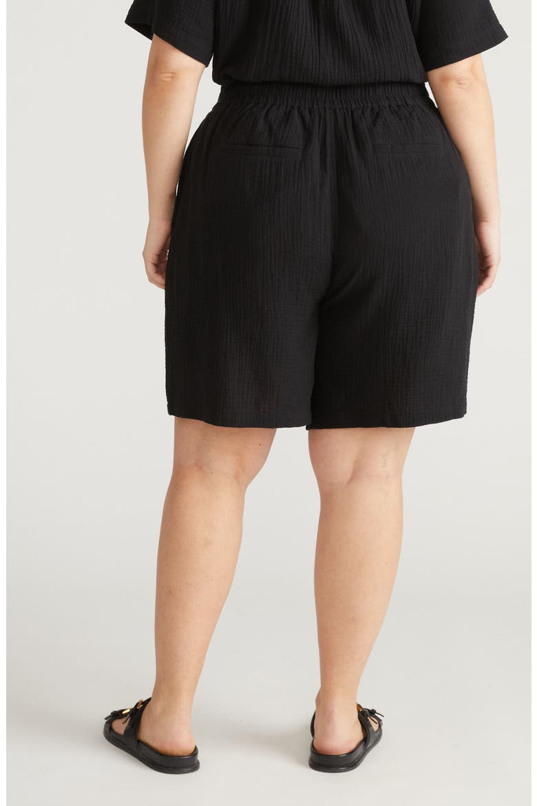 Cotton Gauze Beach Shorts, Alternate, color, BLACK