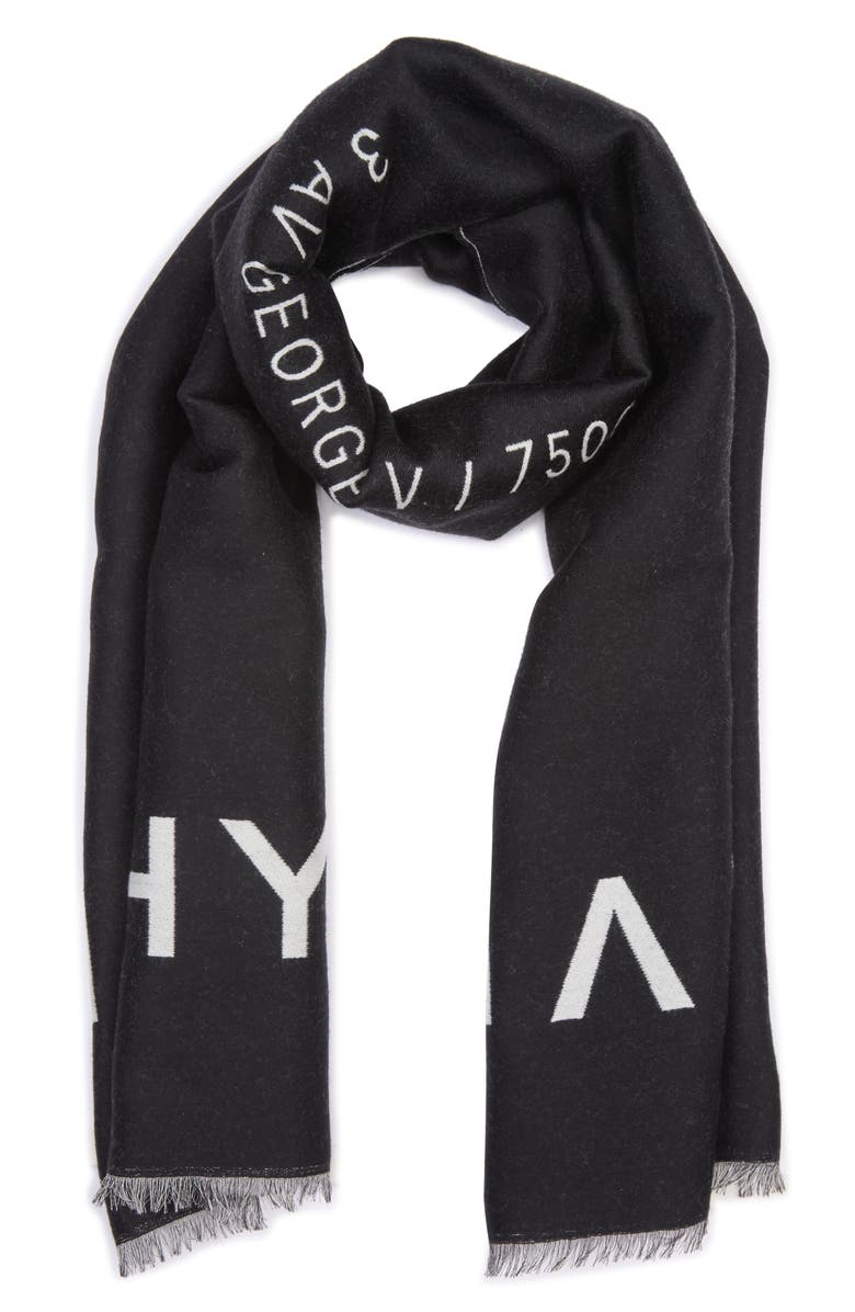 Givenchy Address Logo Wool Silk Scarf, Main, color, 