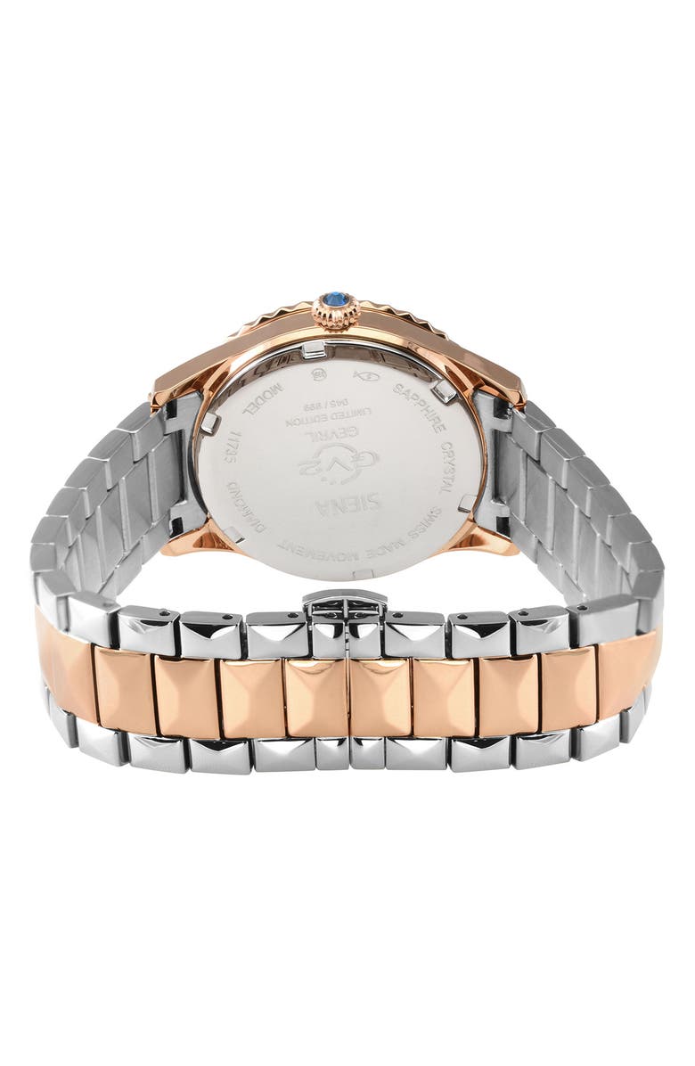 GV2 Siena Swiss Quartz Diamond Embellished Bracelet Watch - 0.02ct, 38mm, Alternate, color, Two Tone