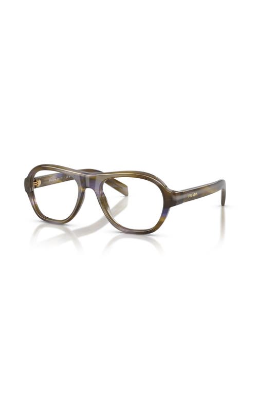 Prada 52mm Rectangle Optical Glasses In Brown