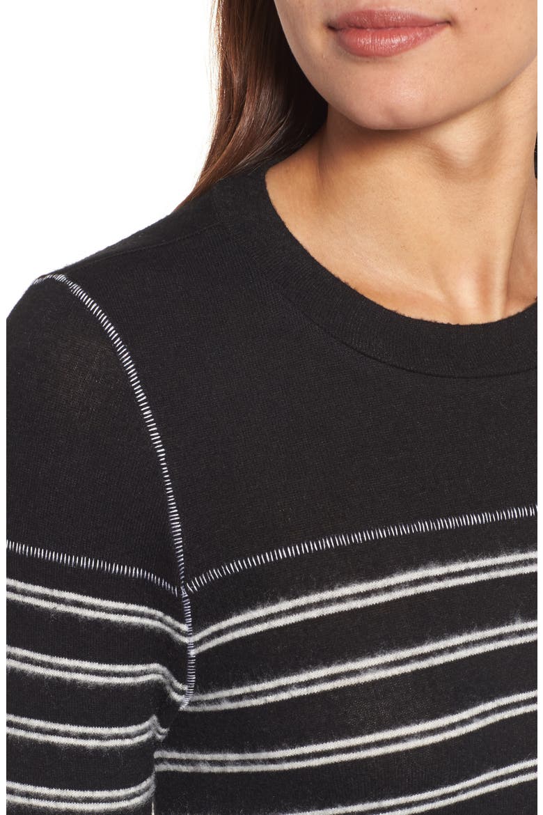 Stripe Panel Sweater, Alternate, color, BLACK- WHITE STRIPE