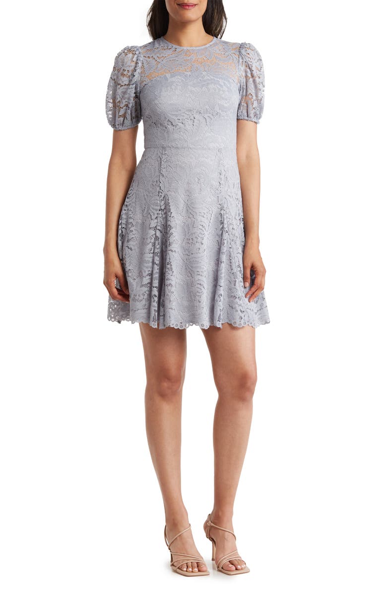 Vince Camuto Lace Puff Sleeve Fit & Flare Dress, Main, color, 