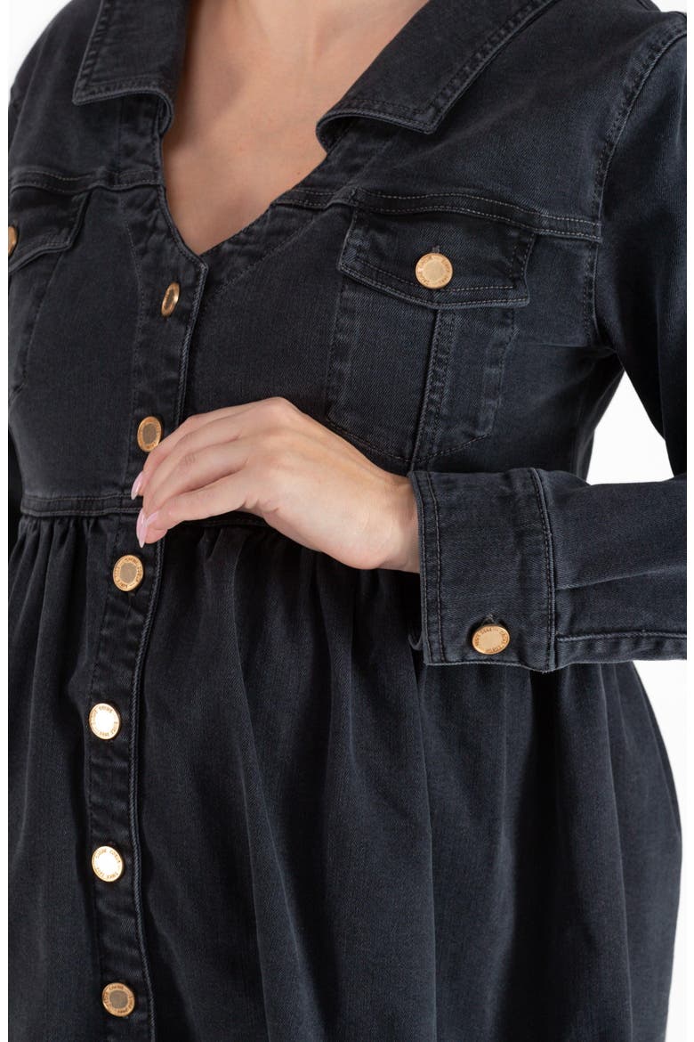 Nina Long Sleeve Denim Maternity/Nursing Dress, Alternate, color, GREY