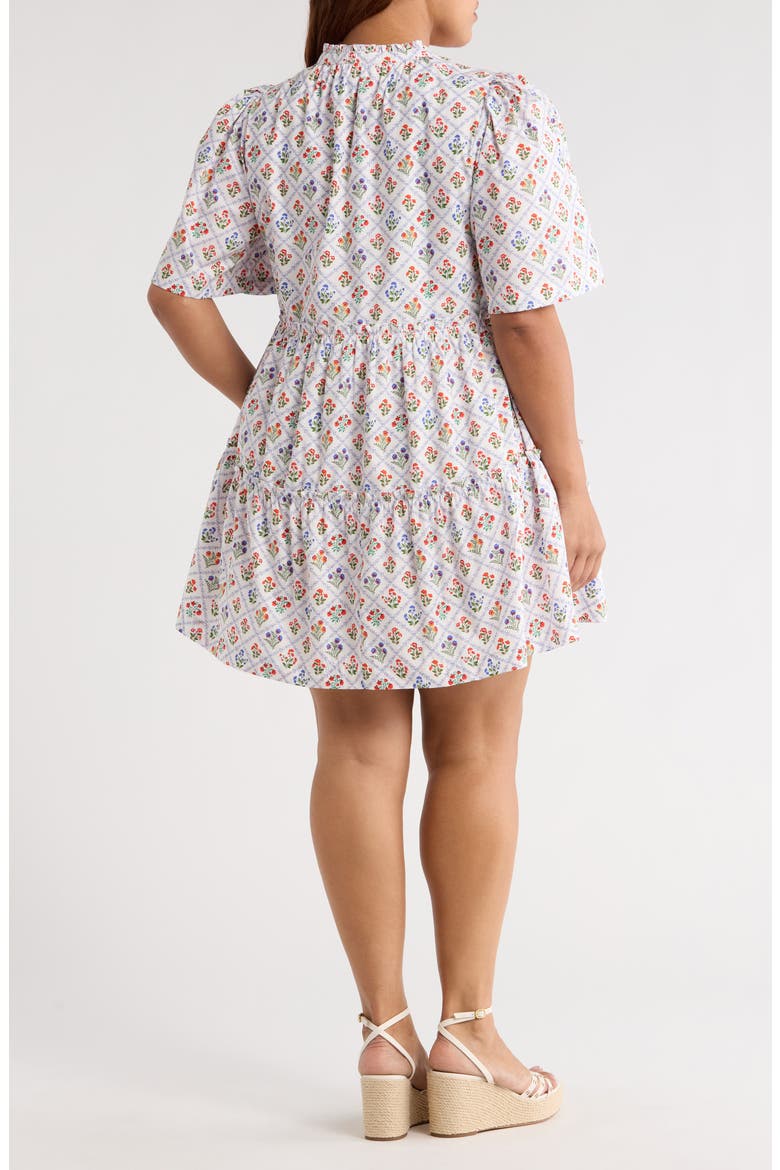 Lara Floral Dixie Tiered Cotton Dress, Alternate, color, WHITE/ MULTI