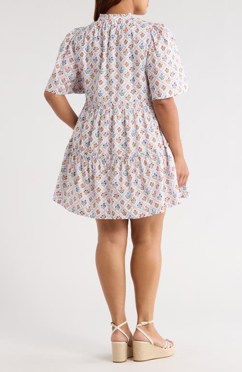Sugarlips Lara Floral Dixie Tiered Cotton Dress In Neutral