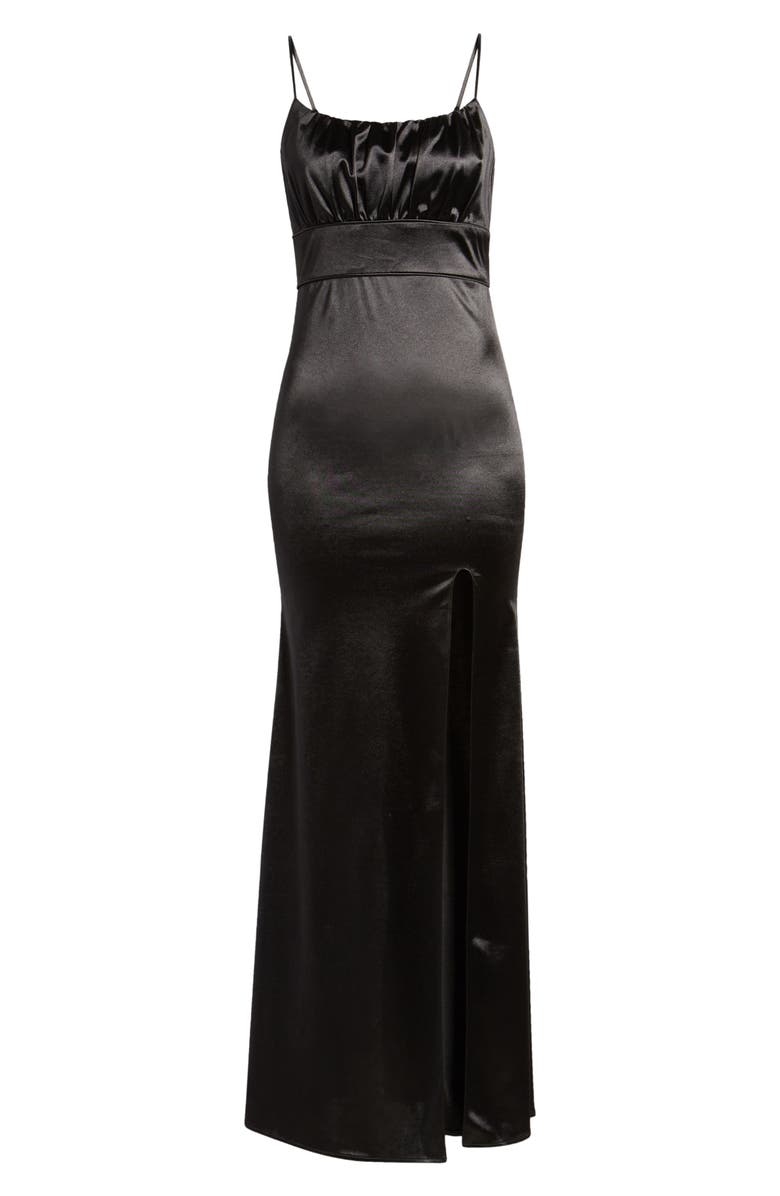 Lulus Under the Spotlight Sleeveless Satin Gown, Alternate, color,