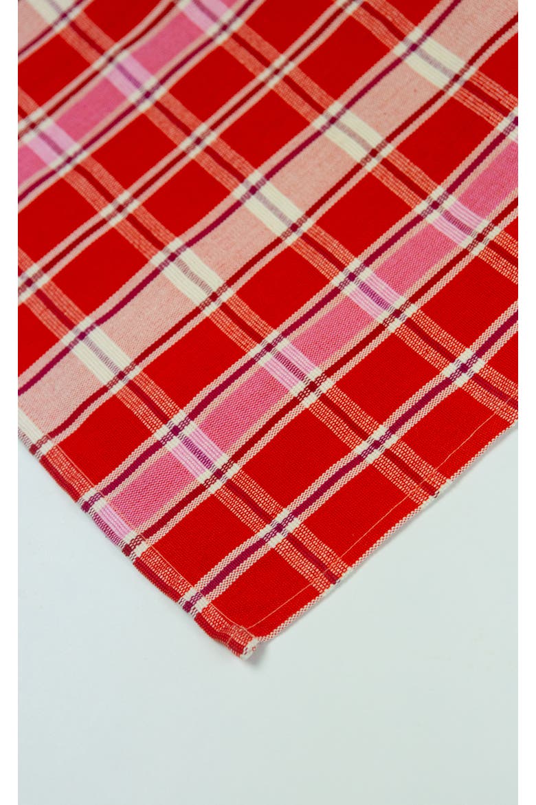 Set of 4 Handwoven Holly Cotton Placemat, Alternate, color, Red Stripes