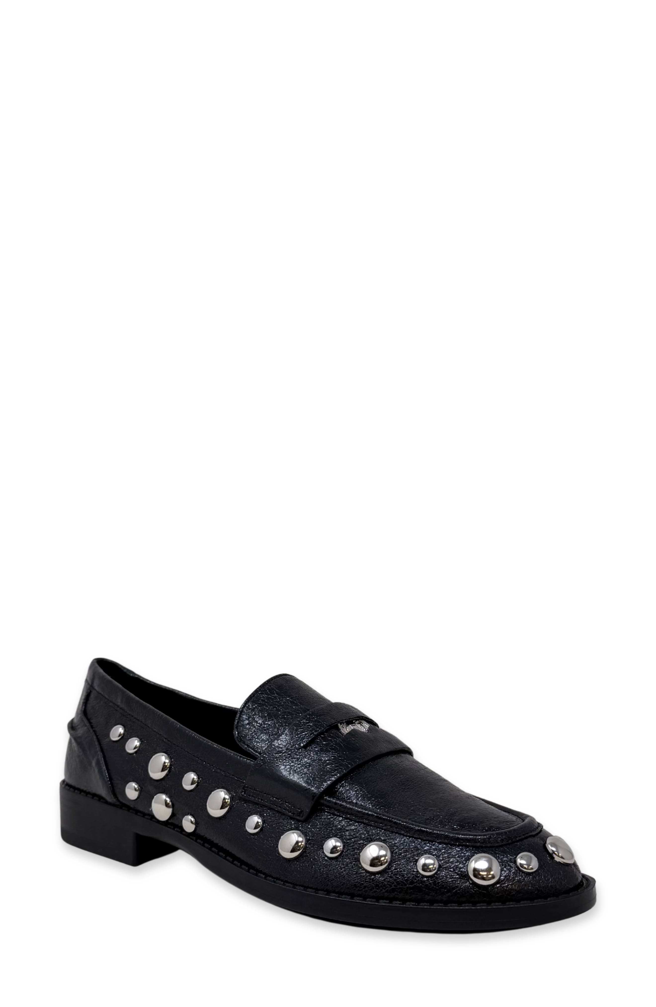 SHUSHOP Trisha Penny Loafer, Main, color, Charcoal