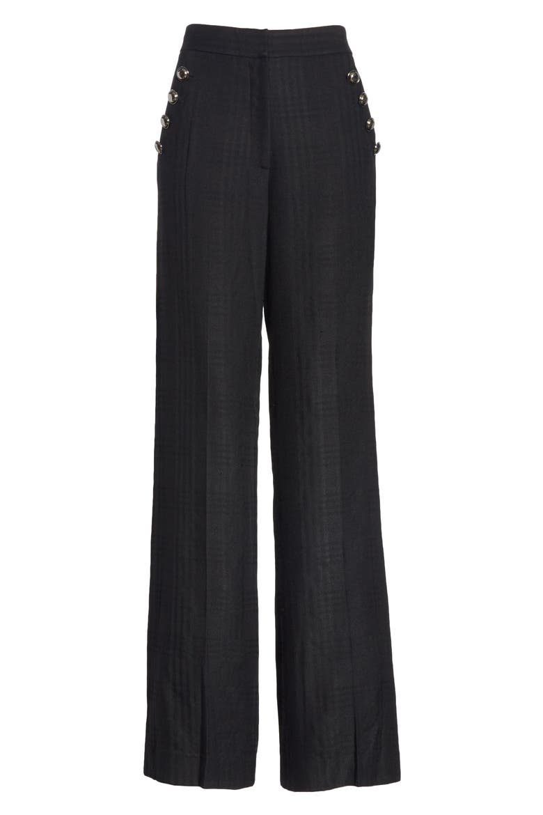 Tuli Check Button Detail Pants, Alternate, color, BLACK/ BLACK