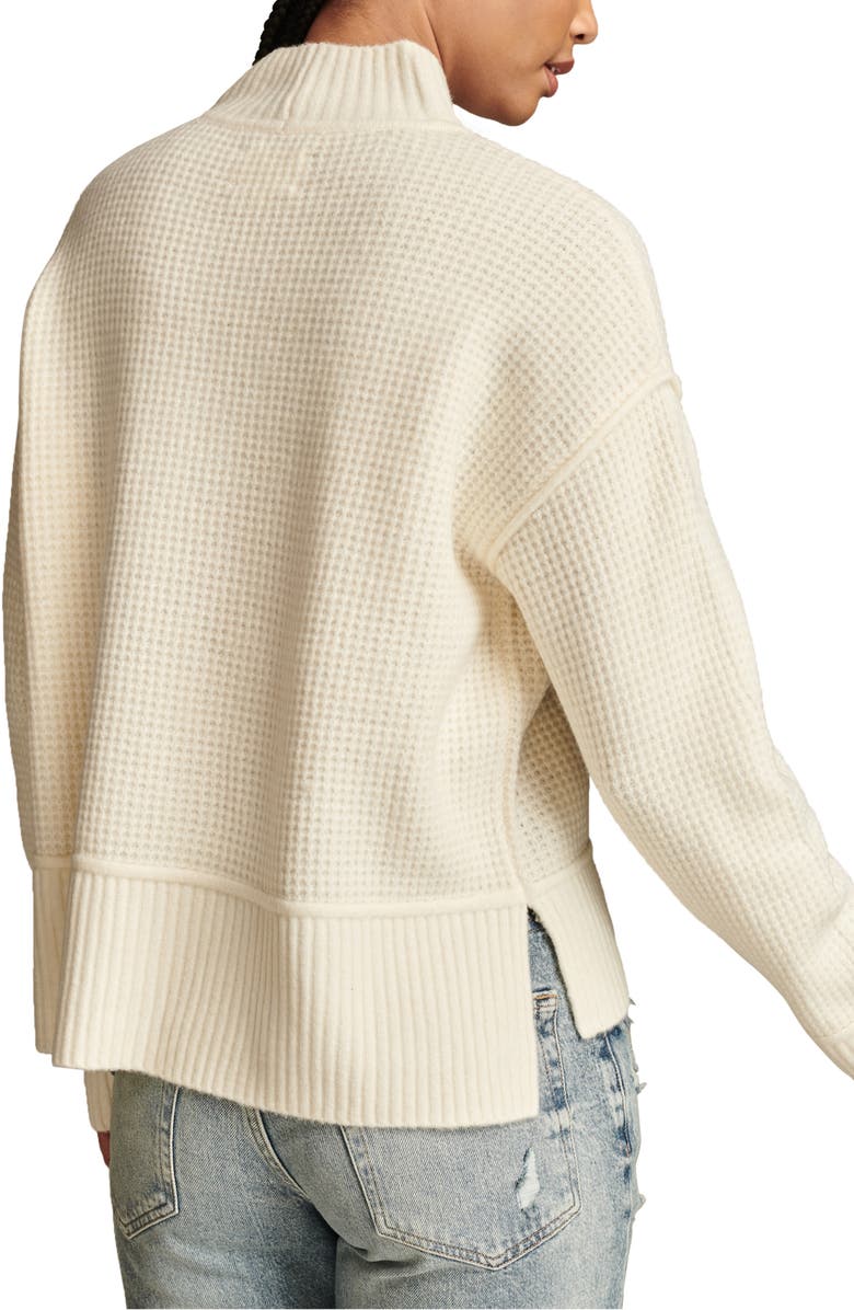 Lucky Brand Waffle Stitch Mock Neck Sweater, Alternate, color, Tofu