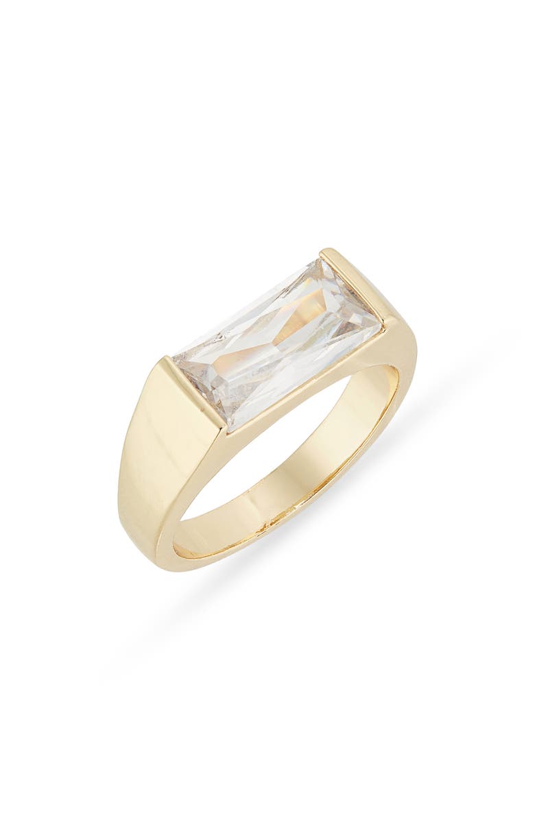 NORDSTROM RACK Rectangle Cut CZ Ring, Main, color, Clear- Gold