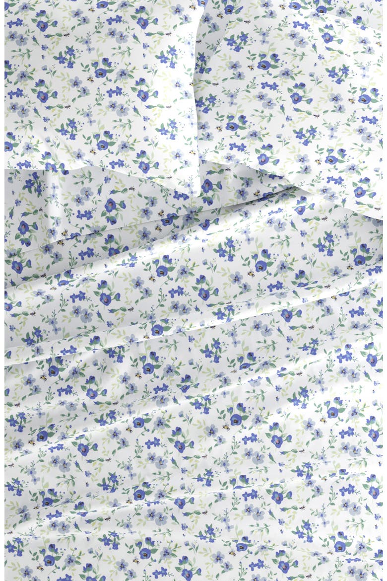 Premium Ultra Soft Blossoms Pattern 4-Piece Bed Sheets Set, Alternate, color, LIGHT BLUE
