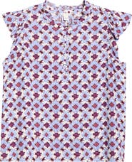 Caslon® Flutter Sleeve Print Popover Top