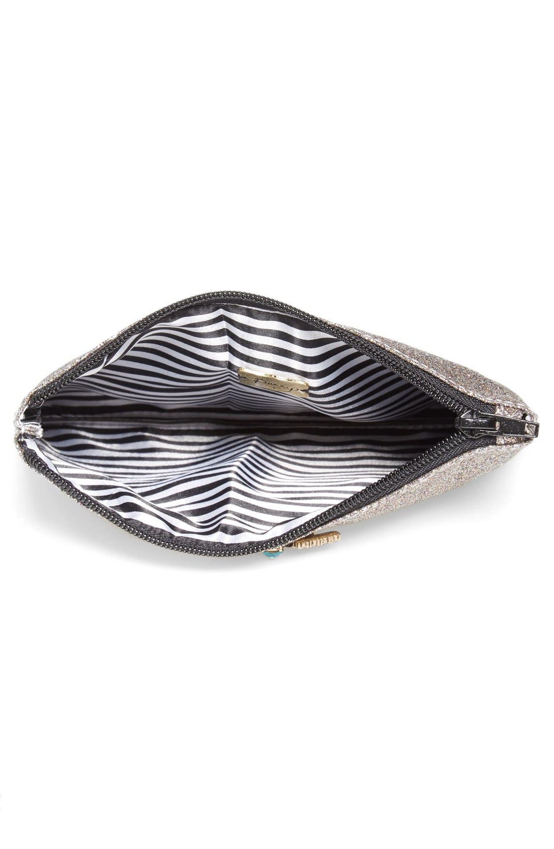 Embellished Glitter Clutch, Alternate, color, SILVER
