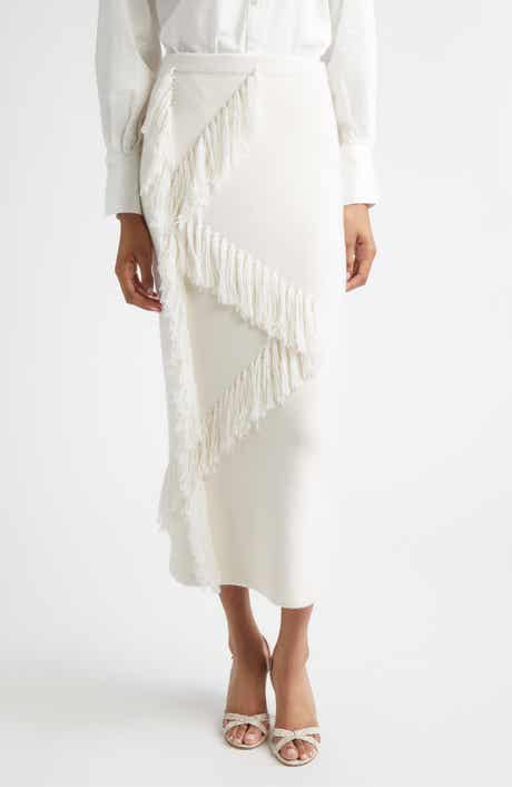 Hestia Fringe Wool Blend Sweater Skirt