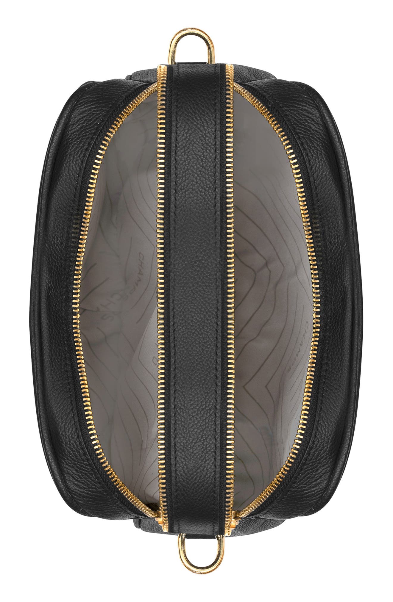 Double Zip Leather Camera Bag, Alternate, color, BLACK