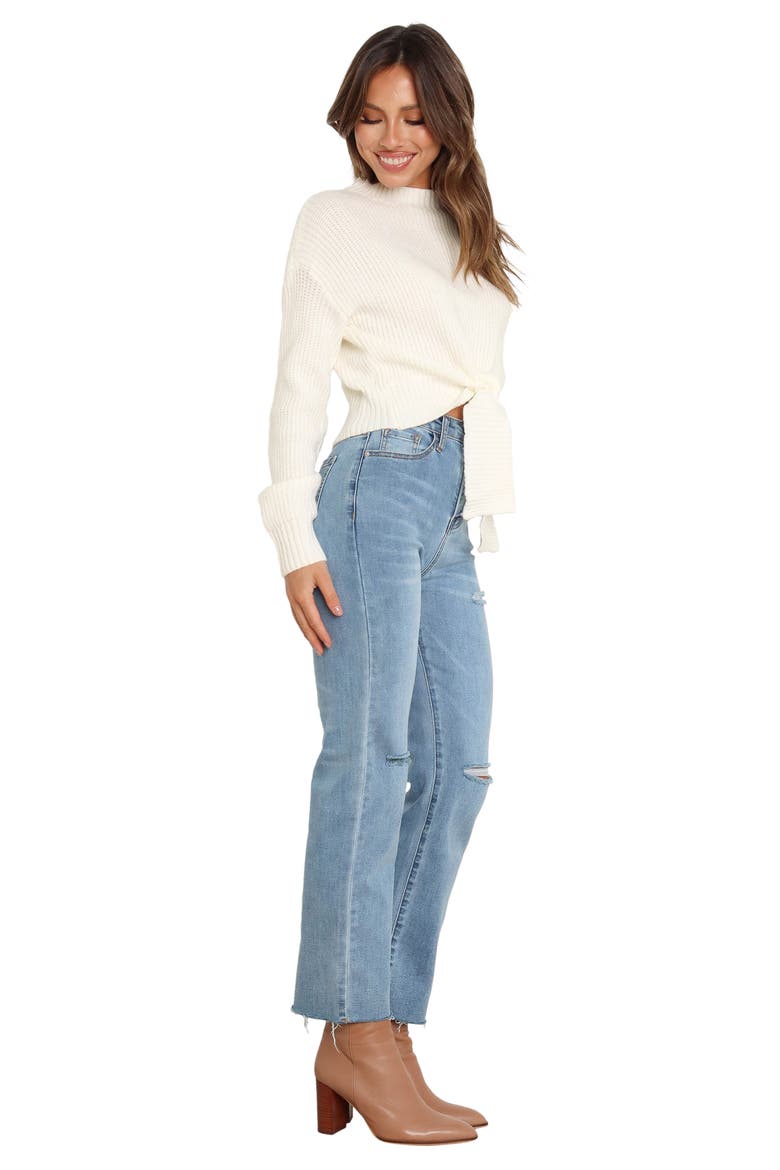 Captivate Tie Hem Sweater, Alternate, color, CREAM