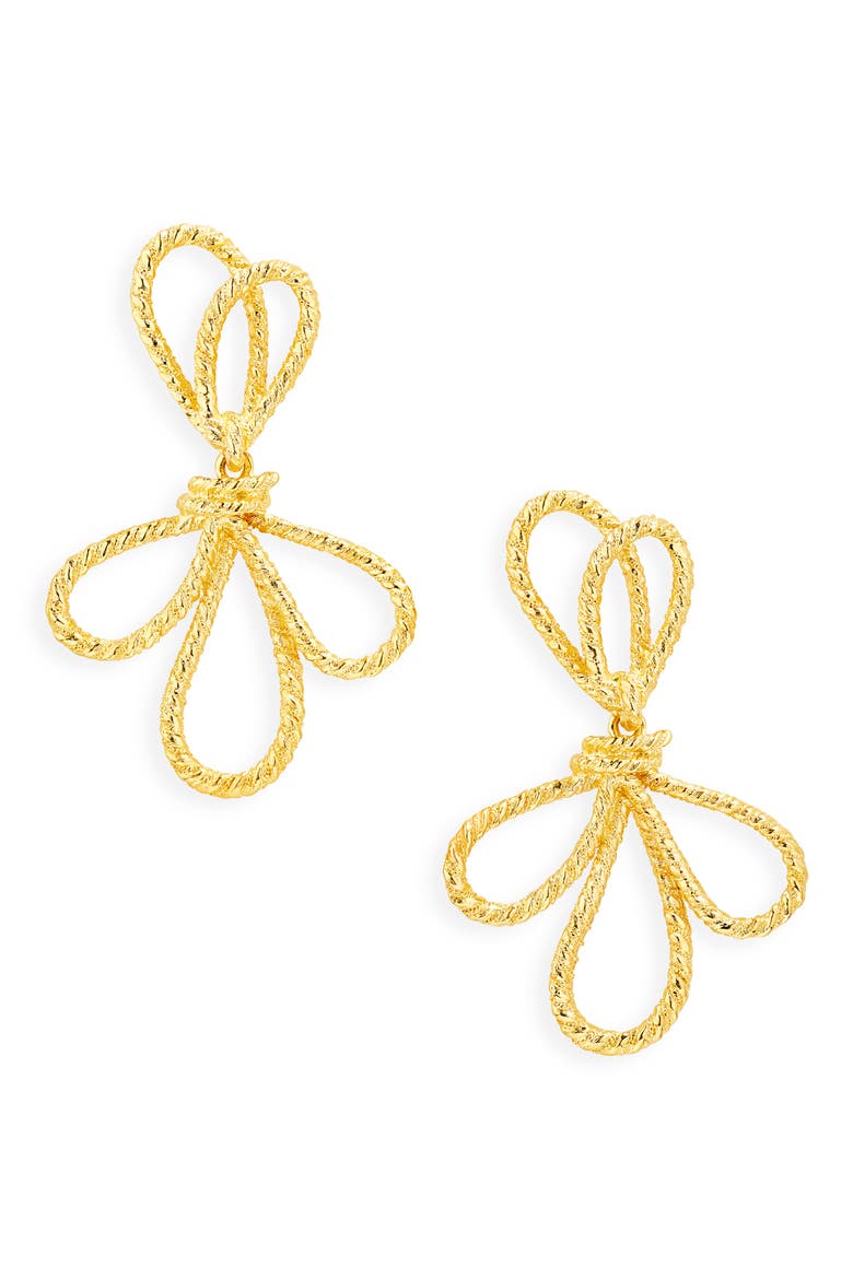 Oversized Bow Drop Earrings, Main, color, GOLD